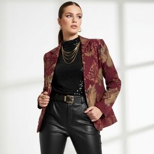 Ninety Tapestry Floral Brocade Blazer Jacket 12